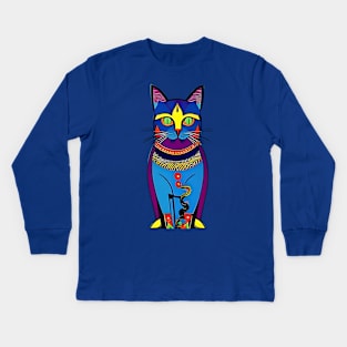 Abstract Geometric Vampire Cat Kids Long Sleeve T-Shirt